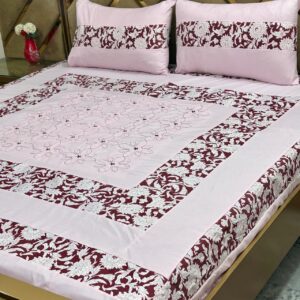Printed Patchwork Embroidered Bed Sheet GN Design