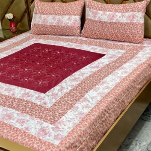 Printed Patchwork Embroidered Bed Sheet GN Design