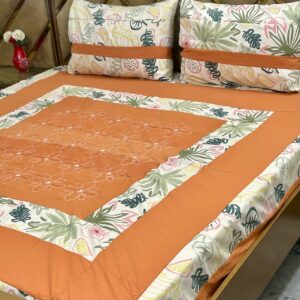 Printed Patchwork Embroidered Bed Sheet GN Design