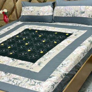 Printed Patchwork Embroidered Bed Sheet GN Design