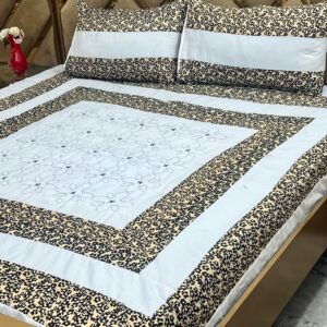 Printed Patchwork Embroidered Bed Sheet GN Design