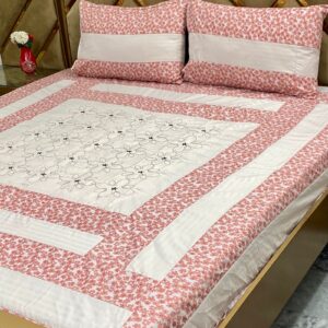 Printed Patchwork Embroidered Bed Sheet GN Design