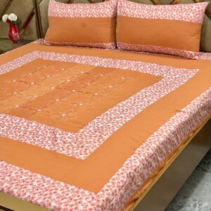 Printed Patchwork Embroidered Bed Sheet GN Design