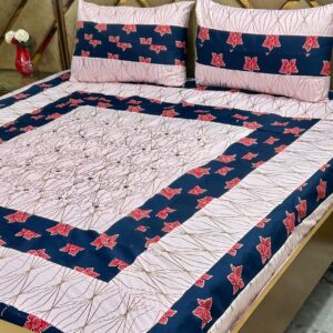 Printed Patchwork Embroidered Bed Sheet GN Design