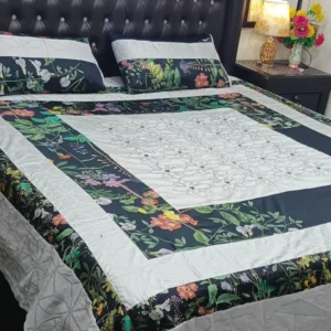Printed Patchwork Embroidered Bed Sheet GN Design