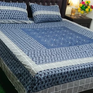 Printed Patchwork Embroidered Bed Sheet GN Design