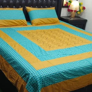 Printed Patchwork Embroidered Bed Sheet GN Design