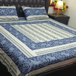 Printed Patchwork Embroidered Bed Sheet GN Design