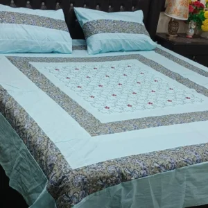 Printed Patchwork Embroidered Bed Sheet GN Design