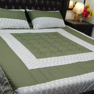Printed Patchwork Embroidered Bed Sheet GN Design