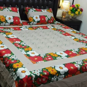 Printed Patchwork Embroidered Bed Sheet GN Design