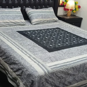 Printed Patchwork Embroidered Bed Sheet GN Design