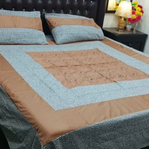 Printed Patchwork Embroidered Bed Sheet GN Design