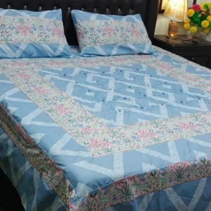 Printed Patchwork Embroidered Bed Sheet GN Design