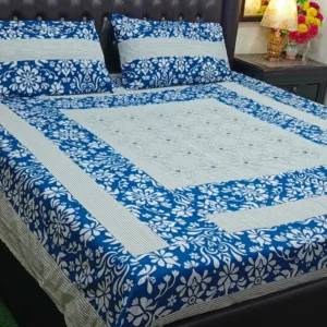 Printed Patchwork Embroidered Bed Sheet GN Design