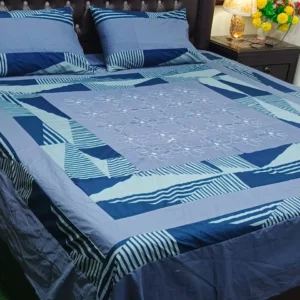 Printed Patchwork Embroidered Bed Sheet GN Design