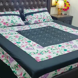 Printed Patchwork Embroidered Bed Sheet GN Design