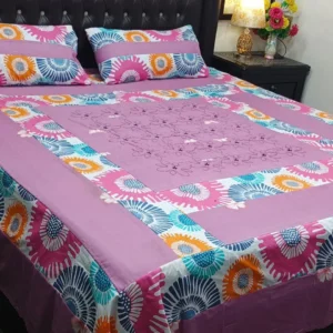 Printed Patchwork Embroidered Bed Sheet GN Design