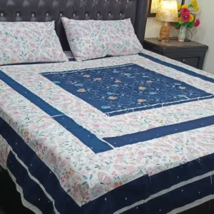 Printed Patchwork Embroidered Bed Sheet GN Design