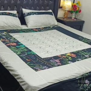 Printed Patchwork Embroidered Bed Sheet GN Design