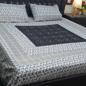 Printed Patchwork Embroidered Bed Sheet GN Design
