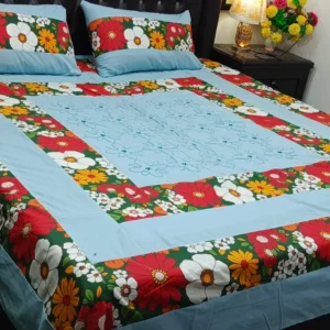 Printed Patchwork Embroidered Bed Sheet GN Design