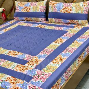 Printed Patchwork Embroidered Bed Sheet GN Design