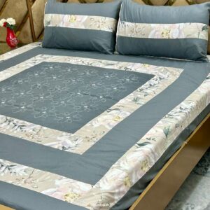 Printed Patchwork Embroidered Bed Sheet GN Design
