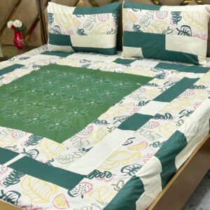 Printed Patchwork Embroidered Bed Sheet GN Design