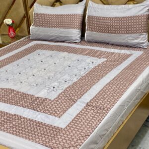 Printed Patchwork Embroidered Bed Sheet GN Design