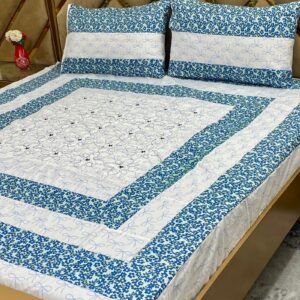 Printed Patchwork Embroidered Bed Sheet GN Design